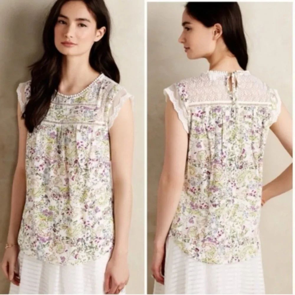 NWOT Anthropologie Meadow Rue Nellore Blouse in Size M